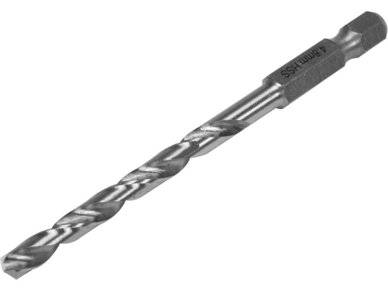 Свердло по металу HSS 6542 4,8 мм HEX 1/4" YATO YT-44869, DIN 338, 135°