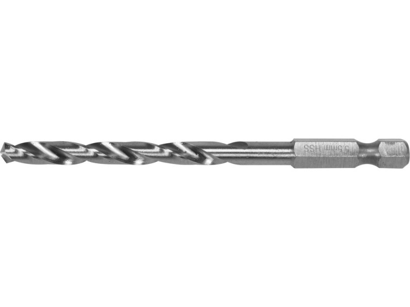 Свердло по металу HSS 5,5 мм HEX 1/4" YATO YT-44871, DIN 338, 93 мм