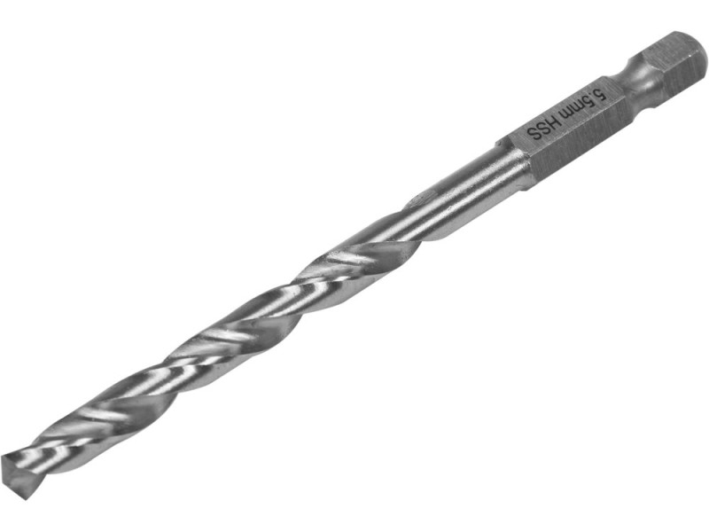 Свердло по металу HSS 5,5 мм HEX 1/4" YATO YT-44871, DIN 338, 93 мм