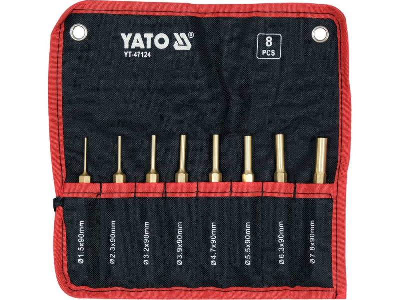 Набор выбивачей латунных 8 шт YATO YT-47124, Ø1,5-7,8 мм