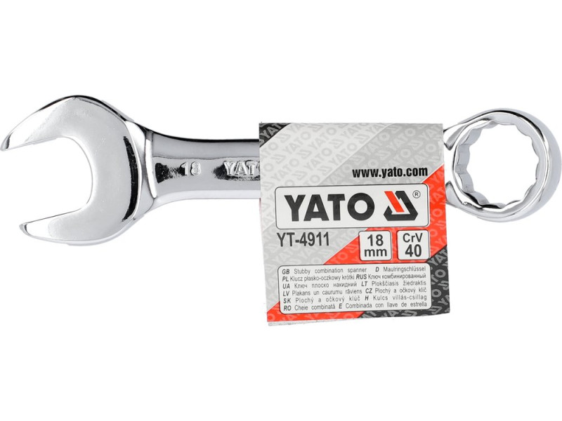 Ключ комбінований короткий 18 мм YATO YT-4911, 12 граней, 127 мм