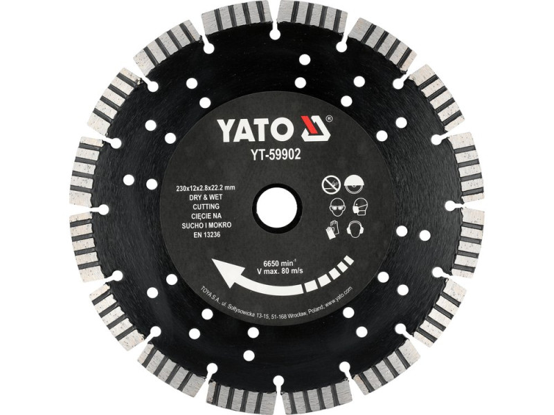 Диск алмазный отрезной по железобетону 230×22,2 мм YATO YT-59902