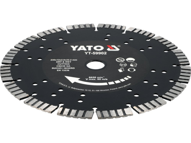 Диск алмазный отрезной по железобетону 230×22,2 мм YATO YT-59902