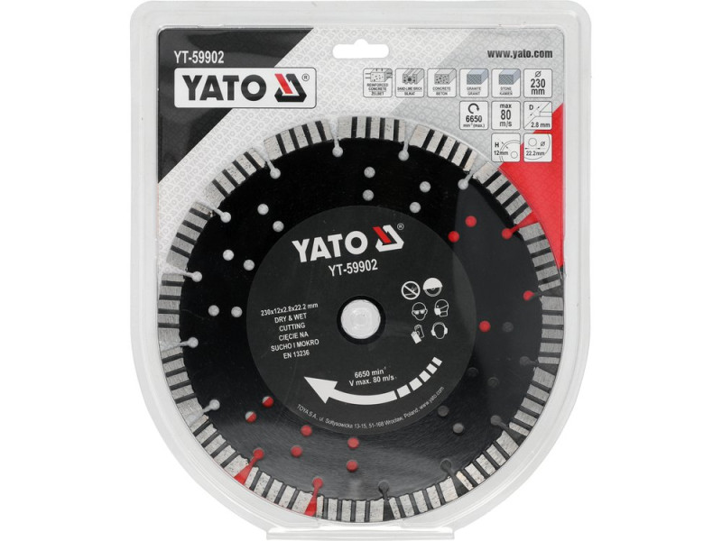 Диск алмазный отрезной по железобетону 230×22,2 мм YATO YT-59902