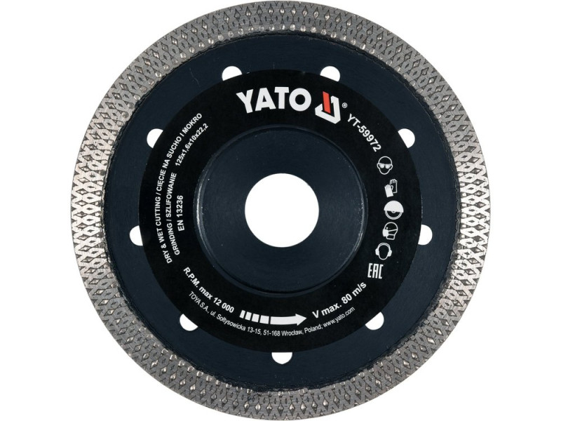 Диск алмазный отрезной 125×22,2 мм YATO YT-59972, рез и шлифование
