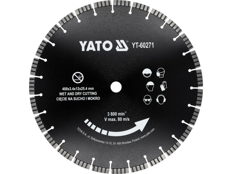 Диск алмазный отрезной по железобетону 400×25,4 мм YATO YT-60271