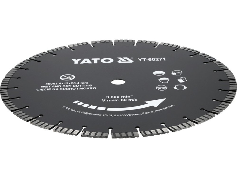 Диск алмазный отрезной по железобетону 400×25,4 мм YATO YT-60271