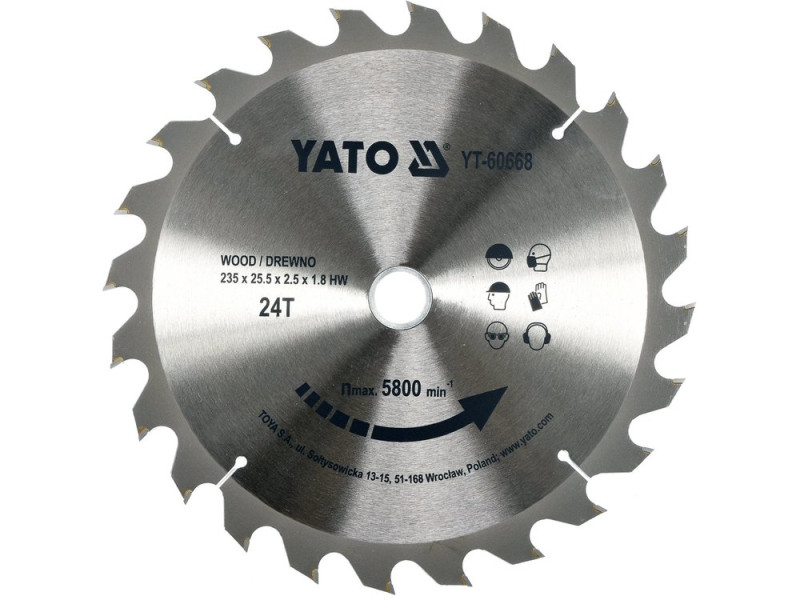 Диск пиляльний по дереву YATO YT-60581, 160×60T×20 мм, твердосплавний