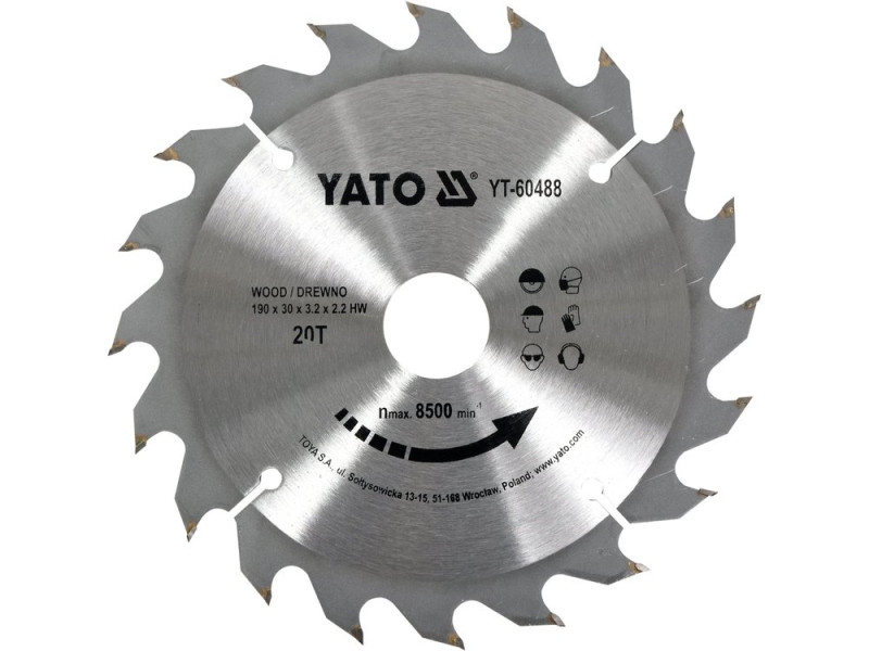 Диск пиляльний по дереву твердосплавний YATO YT-6065, 200×24T×30 мм