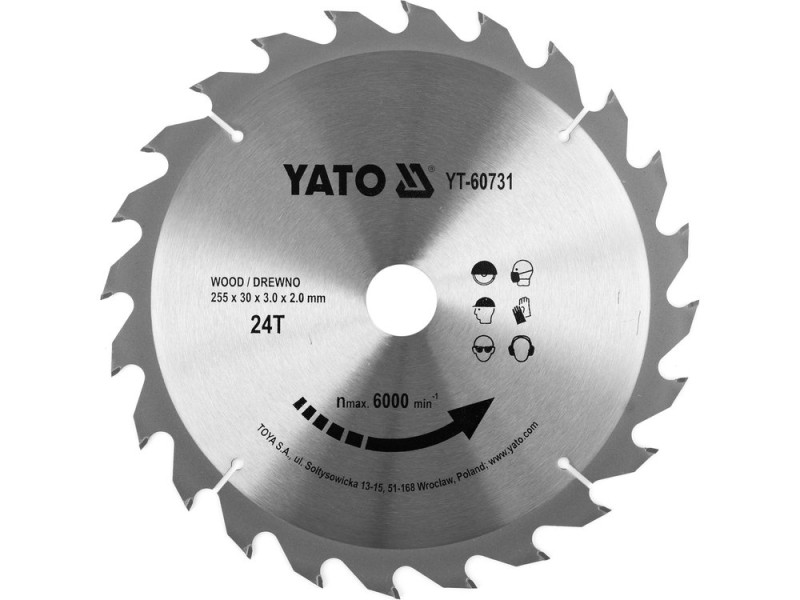 Диск пиляльний по дереву 255×24T×30 мм TCT YATO YT-60731