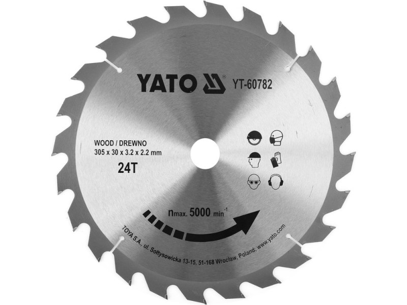 Диск пильный по дереву 305×24T×30 мм YATO YT-60782