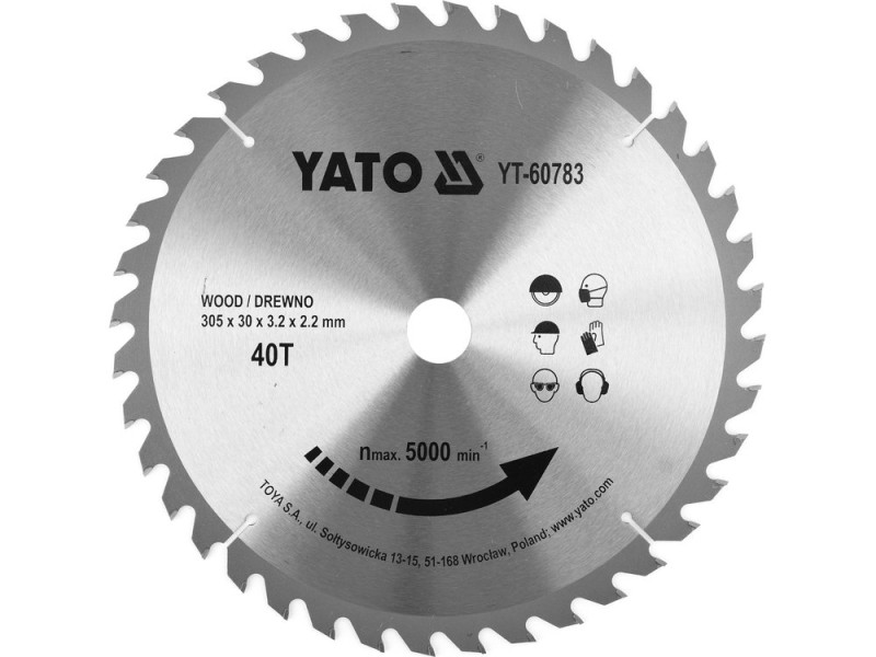 Диск пильный по дереву 305×40T×30 мм YATO YT-60783