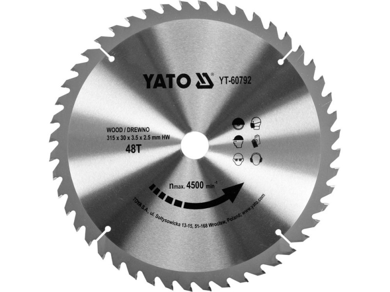 Диск пильный по дереву YATO YT-60792, 315×48T×30 мм, твердосплавный