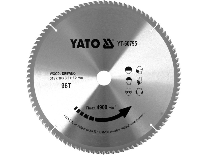 Диск пиляльний по дереву YATO YT-60795, 315×96T×30 мм, твердосплавний