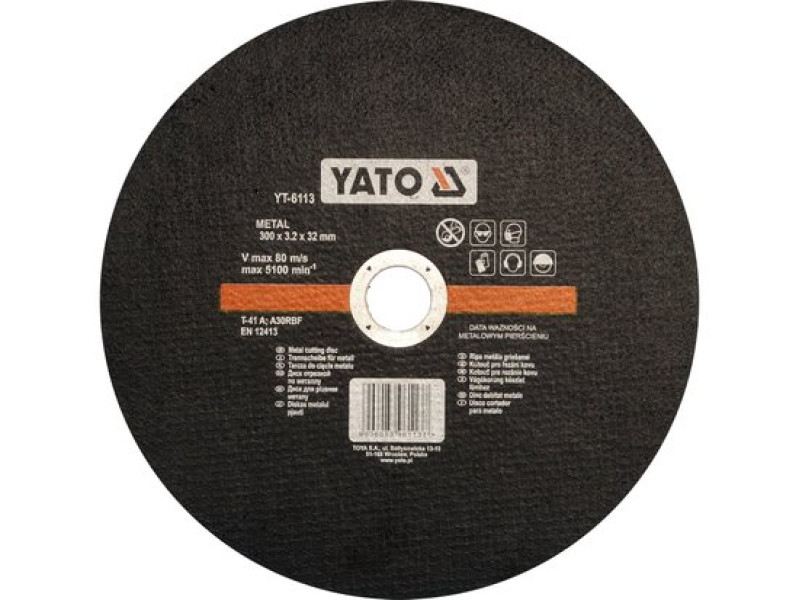 Диск отрезной по металлу абразивный YATO YT-6113, 300×3,2×32 мм