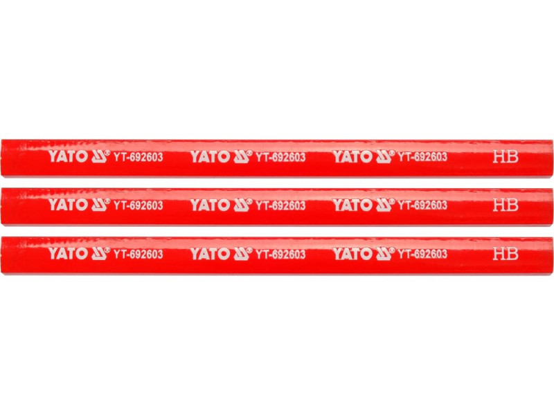 Олівці столярні YATO: з твердістю HB L= 175х 5х 2 мм. 3 шт, (YT-692603)