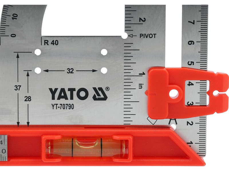 Косинець нержавіючий з рівнем 300 мм YATO YT-70790