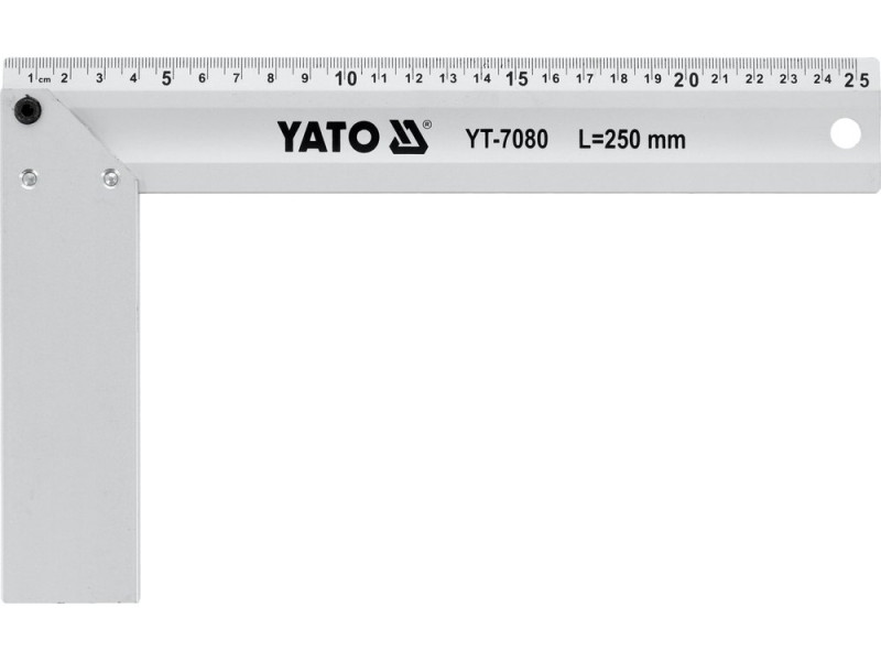 Угольник ерунок алюминиевый YATO YT-7080, 250 мм, 45 и 90°