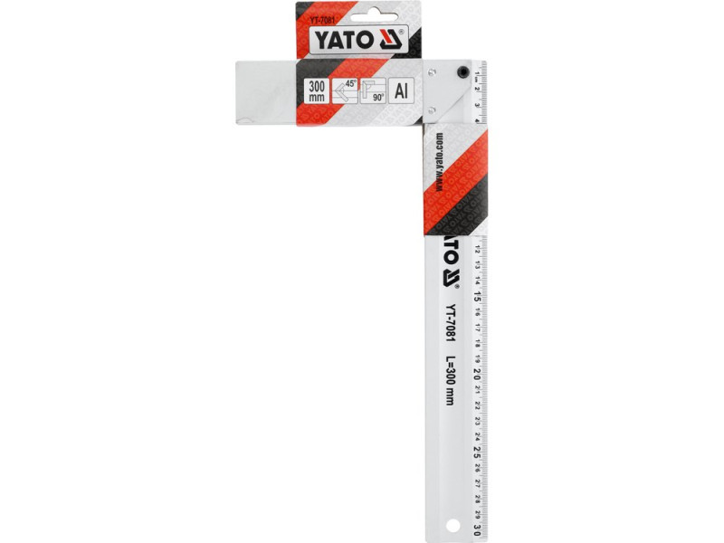 Косинець єрунок алюмінієвий YATO YT-7081, 300 мм, 45 і 90°
