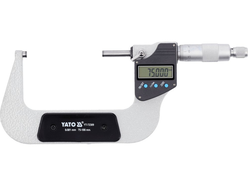 Микрометр YATO с LCD цифровой шкалой, точностью 0.001 мм в диапазоне 75 – 100 мм (YT-72309)