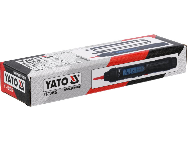 Мультиметр для вимірювання електр. параметрів YATO з LCD-диспл, напруга- 0,8- 600 V AC/DC, каб 93 см (YT-730822)