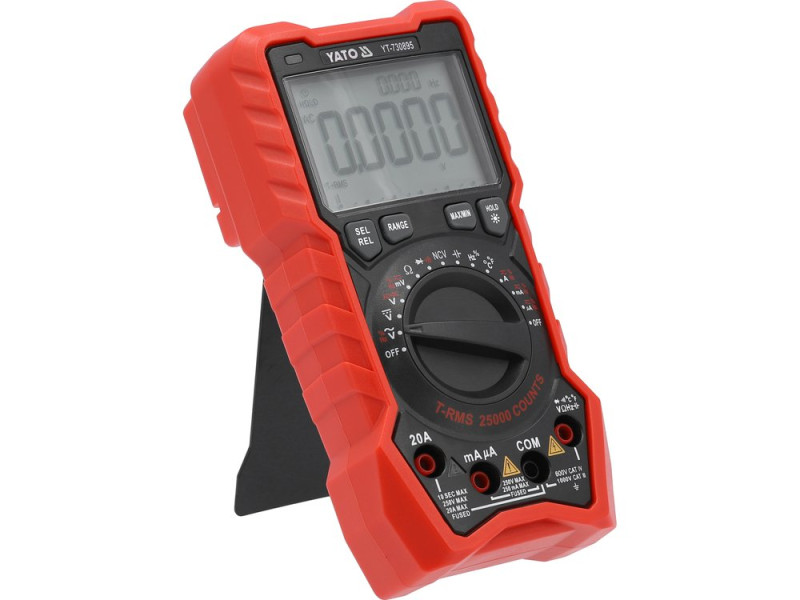 Мультиметр TRUE RMS електричних параметрів YATO з LCD-цифровим діапазоном 25000 від 3х1,5V;AA батар (YT-730895)