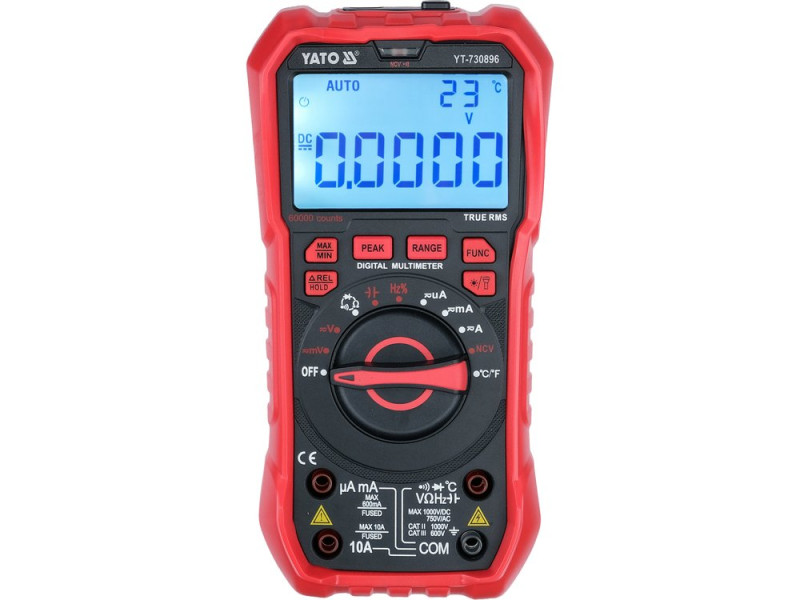 Мультиметр TRUE RMS електричних параметрів YATO з LCD-цифровим діапазоном 60000 від 3х1,5V;AAA батарея
