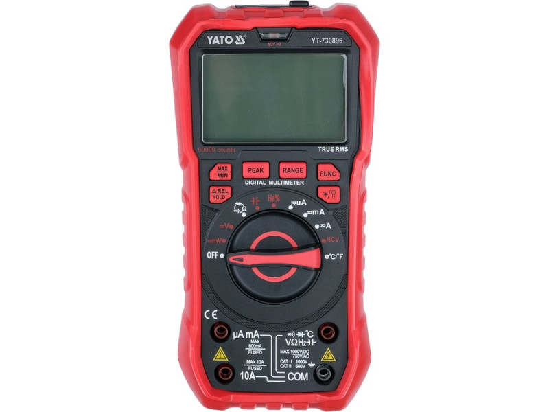 Мультиметр TRUE RMS електричних параметрів YATO з LCD-цифровим діапазоном 60000 від 3х1,5V;AAA батарея