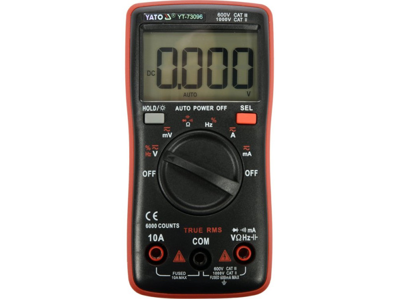 Мультиметр TRUE RMS електричних параметрів YATO з LCD-цифровим діапазоном 6000 (YT-73096)