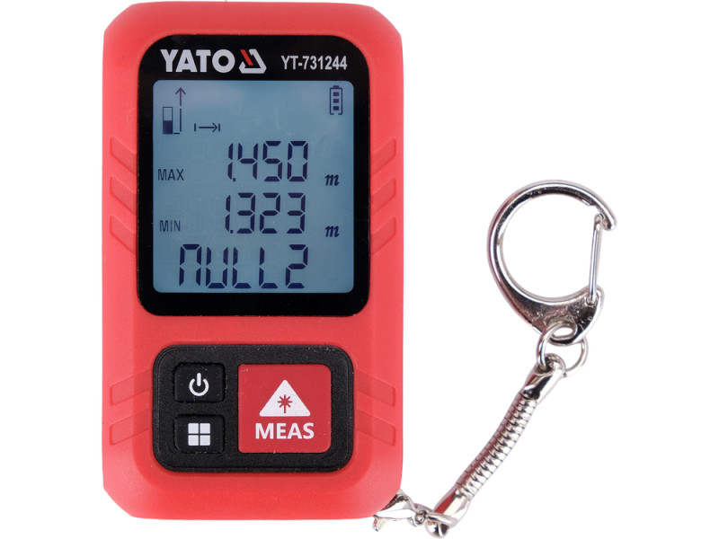 Дальномер лазерный брелок YATO с LCD-дисплеем, дальность 30 м, погрешность ±5 мм, пииние аккум. 220 мАГ