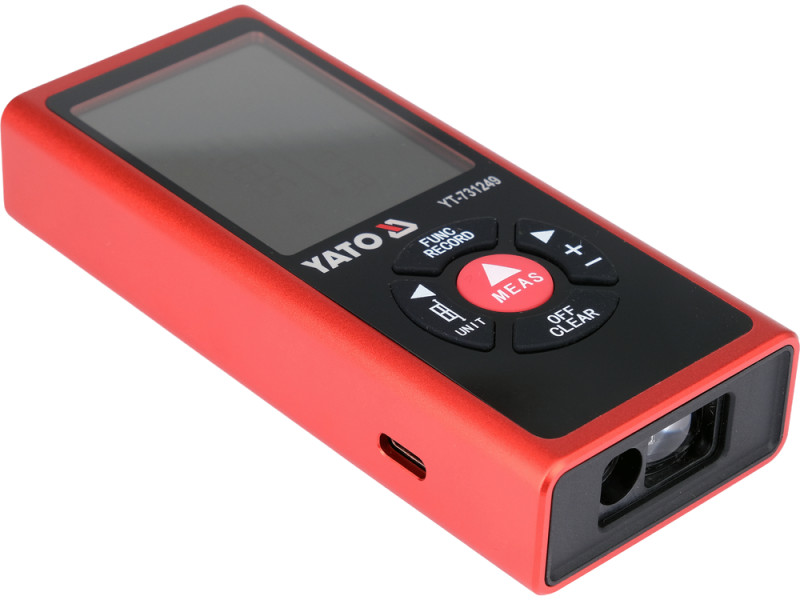 Дальномер лазерный 2-направленный YATO LCD-дисплей, дальность 2х 60 м, пииние от аккум. 3,7 В 700 мАч