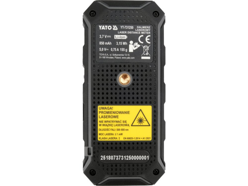 Дальномер лазерный двунаправленный YATO YT-731250, 100 м, зеленый луч