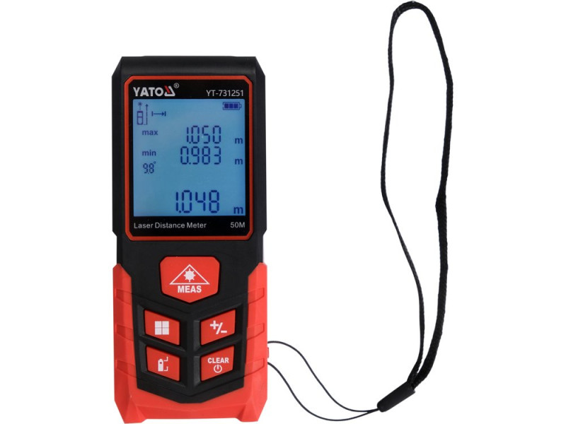Дальномер лазерный YATO YT-731251, 50 м, ±2 мм, класс 2