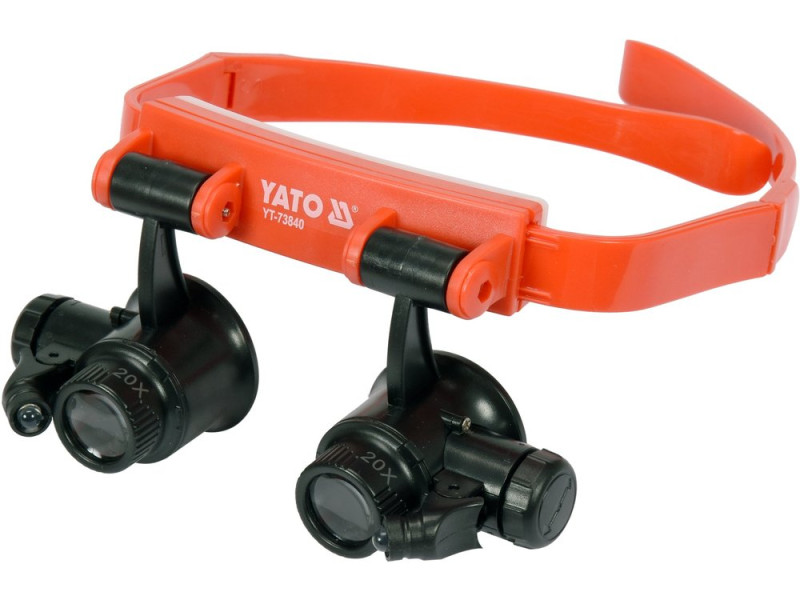 Лупи на голову з підсвіткою YATO: 2 LED, 4 пари з кратністю: х10, х15, х20, х25 (YT-73840)