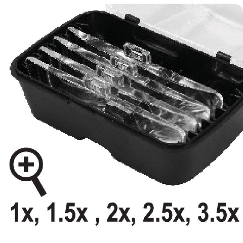 Лінза на голову з підсвіткою YATO: 2 LED, 5 шт. з кратністю: 1х, 1.5х, 2х, 2.5х, 3.5х (YT-73842)