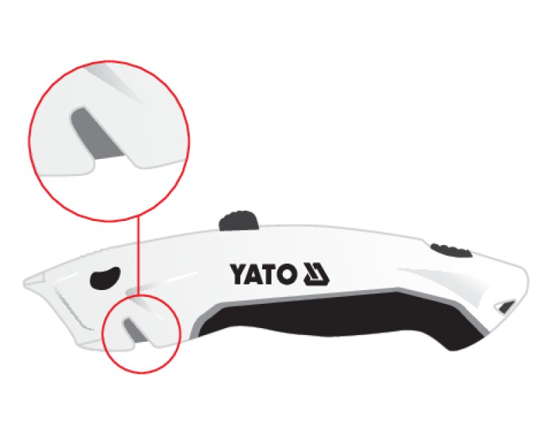 Нож с выдвижным трапециевидным лезвием YATO YT-75201, автовозврат