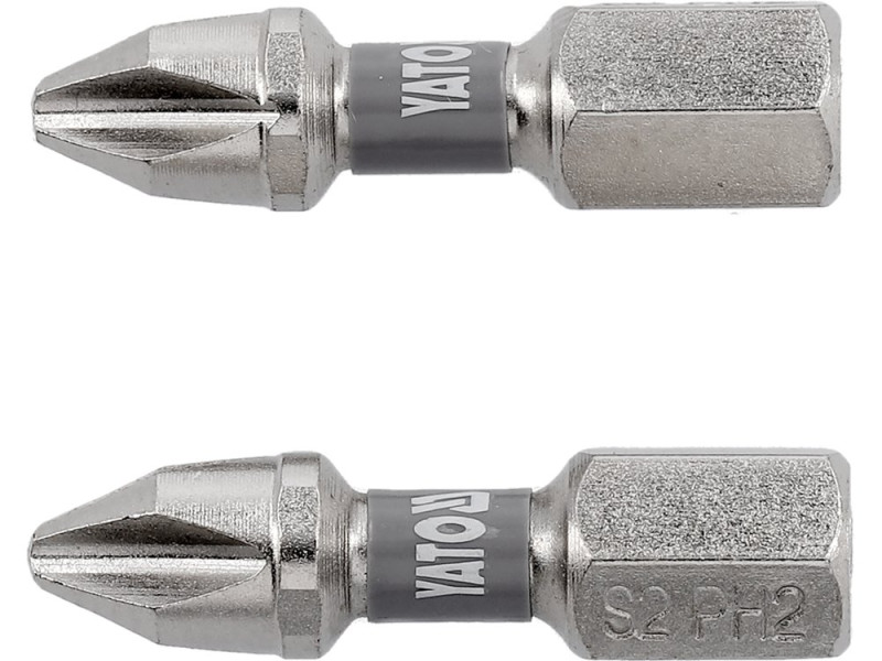 Набор бит Phillips PH2 25 мм YATO YT-78001, 1/4", S2, 2 шт