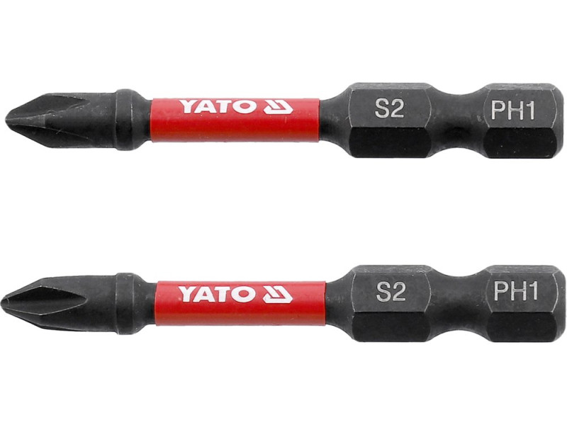Набор бит ударных Phillips PH1 1/4" 50 мм YATO YT-78040, S2, 2 шт
