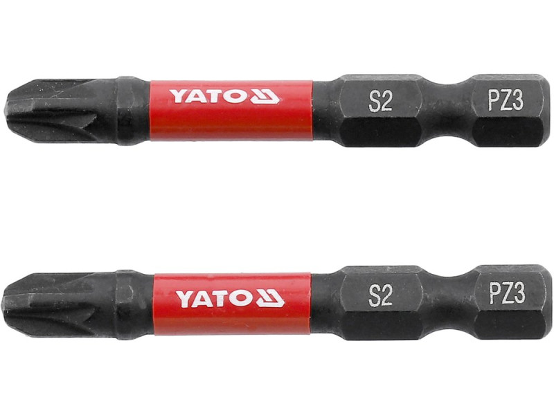 Набір біт ударних Pozidriv PZ3 1/4" 50 мм YATO YT-78045, S2, 2 шт