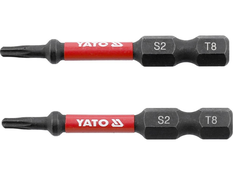 Набор бит ударных Torx T8 1/4" 50 мм YATO YT-78050, S2, 2 шт