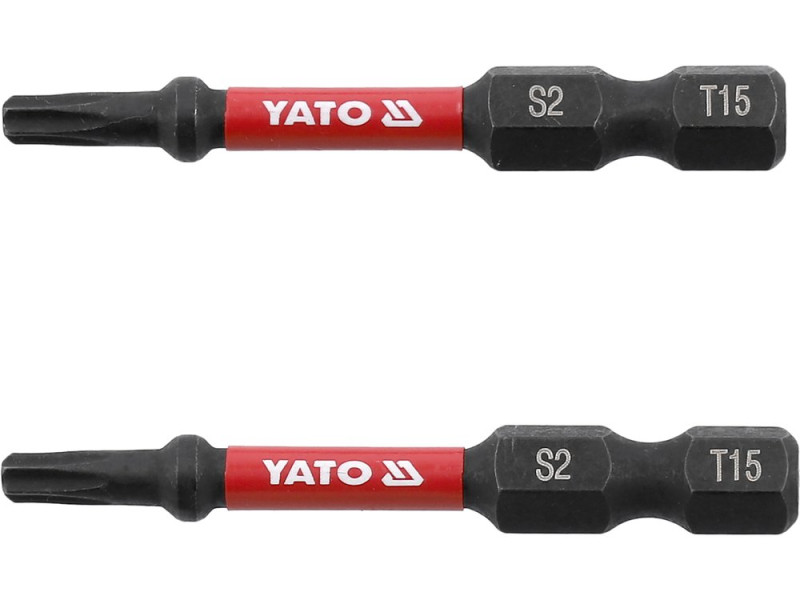 Набор бит ударных Torx T15 1/4" 50 мм YATO YT-78052, S2, 2 шт