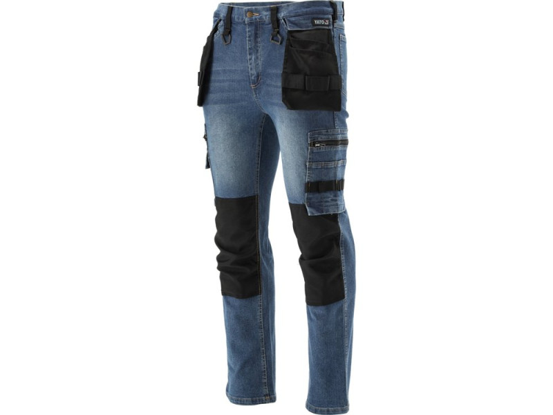 Штани робочі джинсові стрейч DARK BLUE YATO YT-79053, розмір L/XL