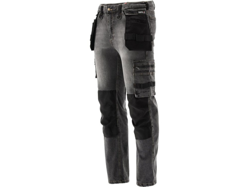 Штани робочі STRETCH JEANS YATO YT-79065, сіро-чорні, розмір XXL