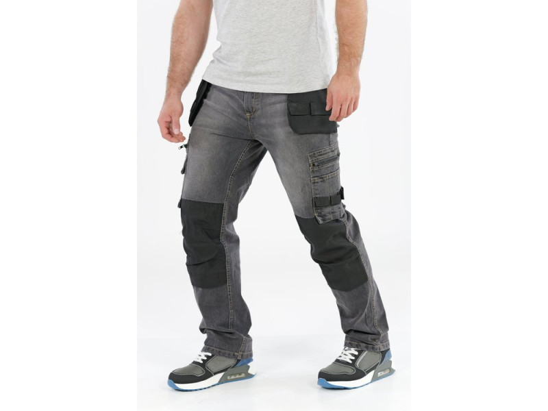 Штани робочі STRETCH JEANS YATO YT-79065, сіро-чорні, розмір XXL