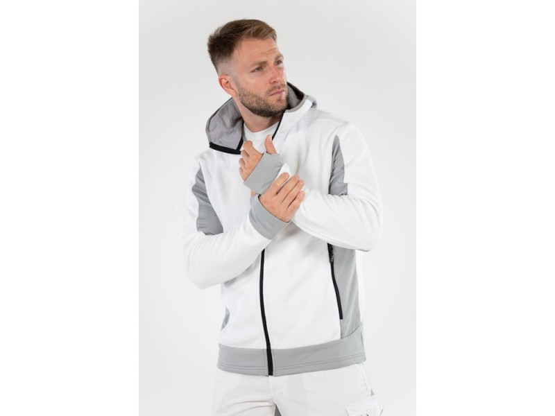 Кофта флисовая с капюшоном YATO YT-79181, размер XXXL, белая с серым