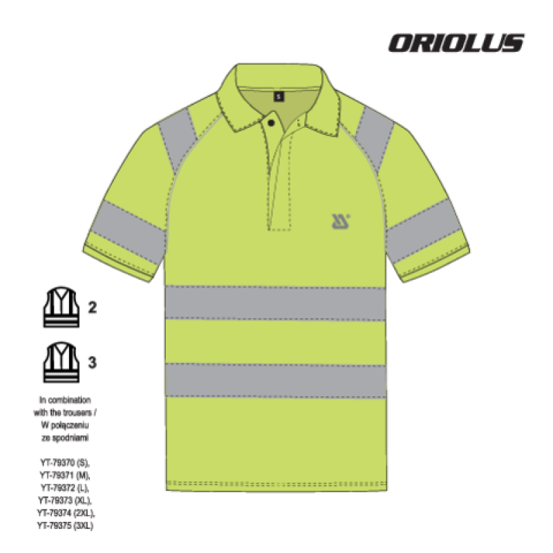 Футболка POLO світловідбивна YATO розмір 2XL; ріст- 186-192 см, 100%- поліестер (YT-79414)