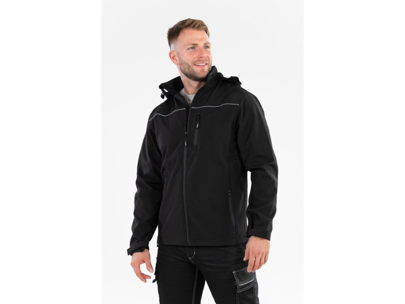 Куртка робоча SOFTSHELL з прикріп капюшоном YATO розм XL, чорна, 3 кишені, 96% поліест і 4% спандекс (YT-79553)