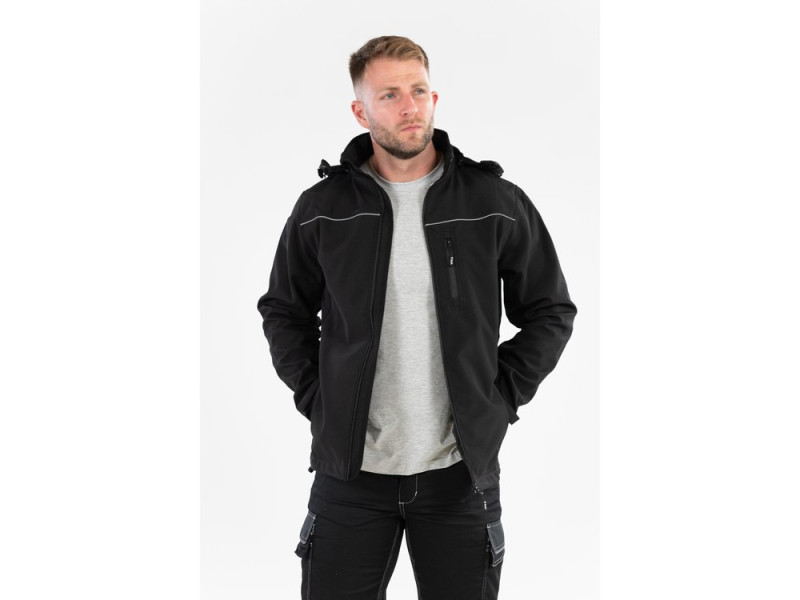 Куртка робоча SOFTSHELL з прикріп капюшоном YATO розм XXXL, чорна, 3 кишені, 96% поліест і 4% спанде (YT-79555)