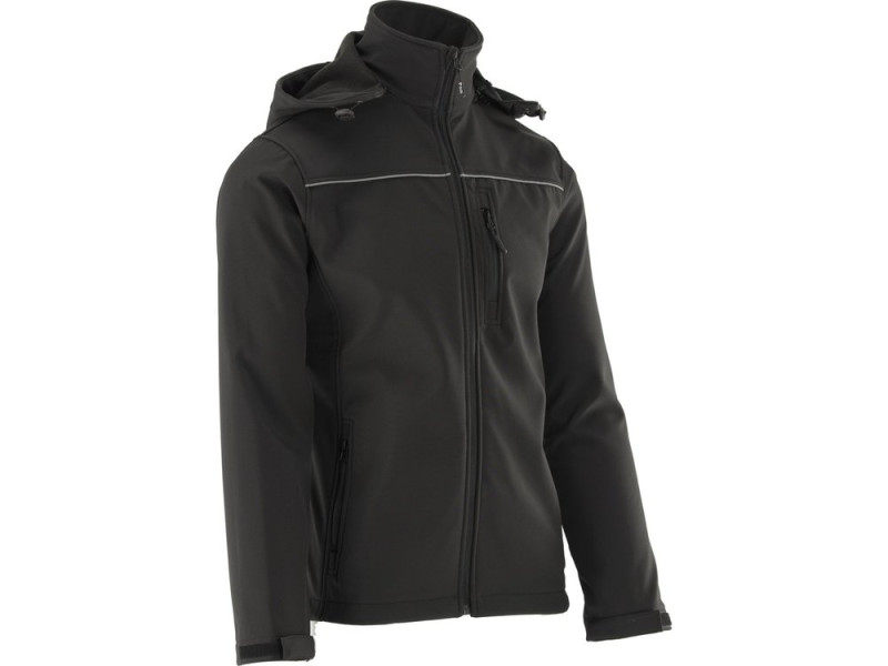 Куртка робоча SOFTSHELL з прикріп капюшоном YATO розм XXXL, чорна, 3 кишені, 96% поліест і 4% спанде (YT-79555)