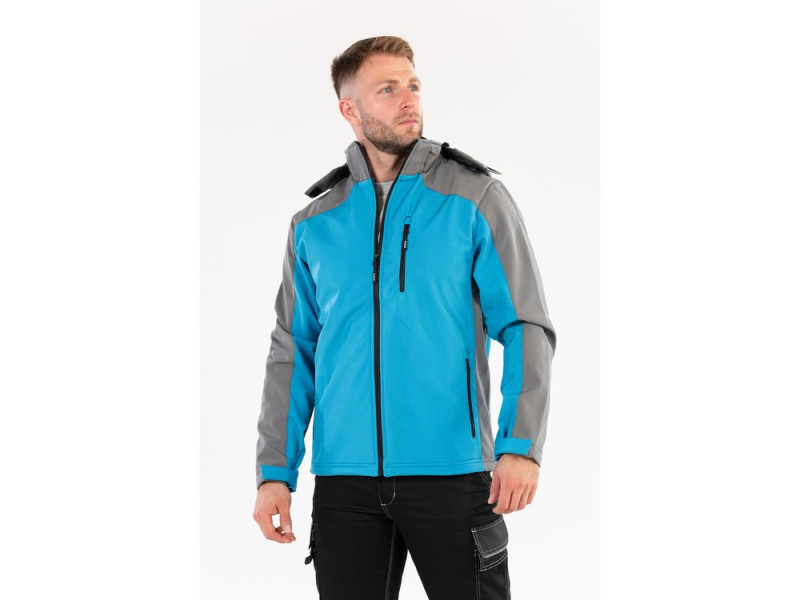 Куртка робоча SOFTSHELL з прикріпн капюшоном YATO розм S, синьо-сіра, 3 кишені, 96% поліес і 4% (YT-79560)